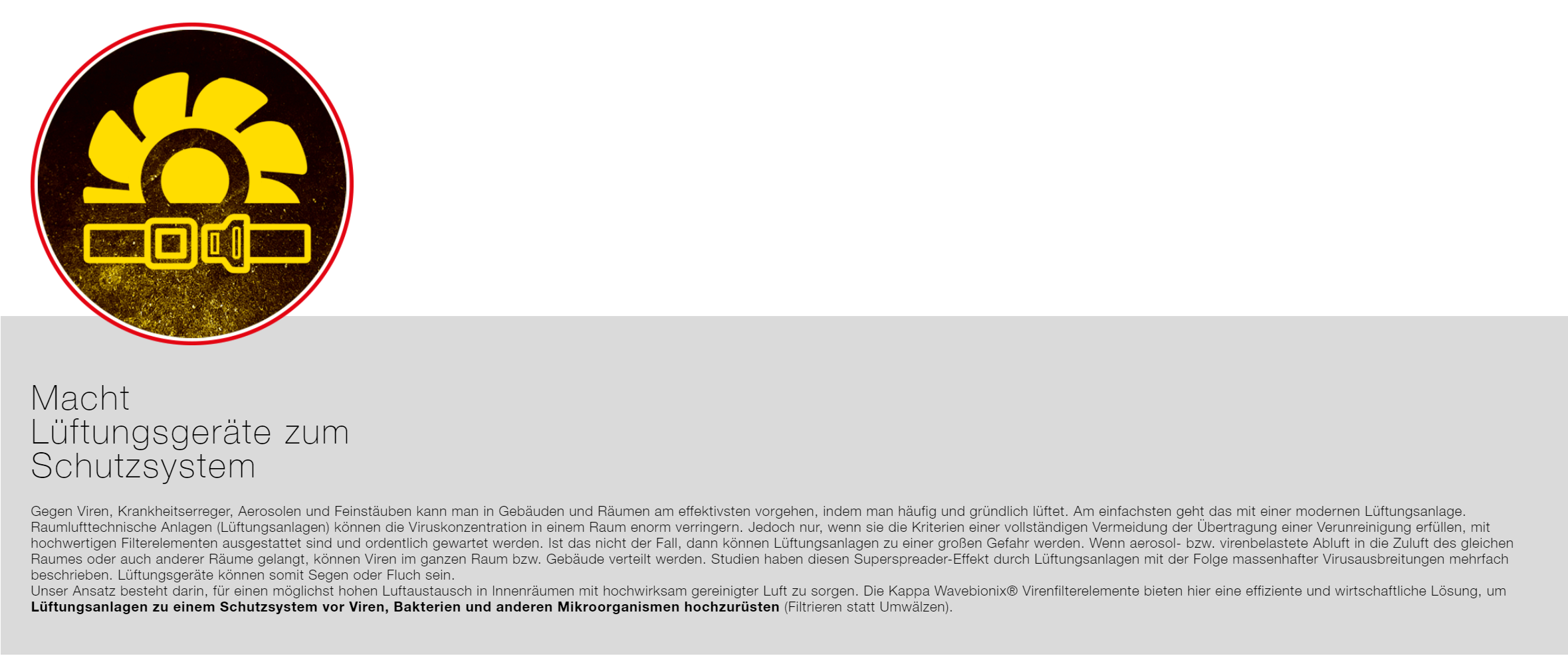 Lüftung Schutz Gruber TAB Wavebionix Kappa